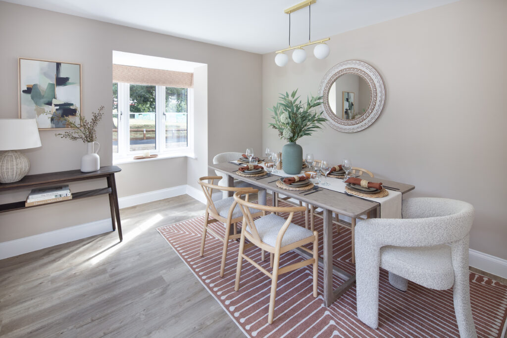 Stylish dining area staged to highlight layout and lifestyle