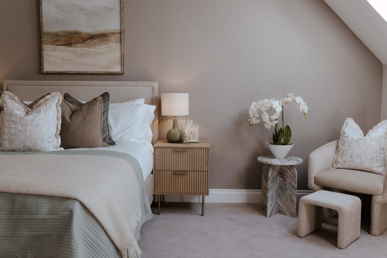 Beautifully staged bedroom to attract buyers attention