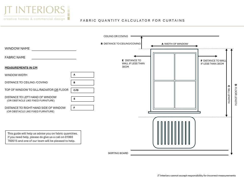 Curtain fabric quantity measuring guide